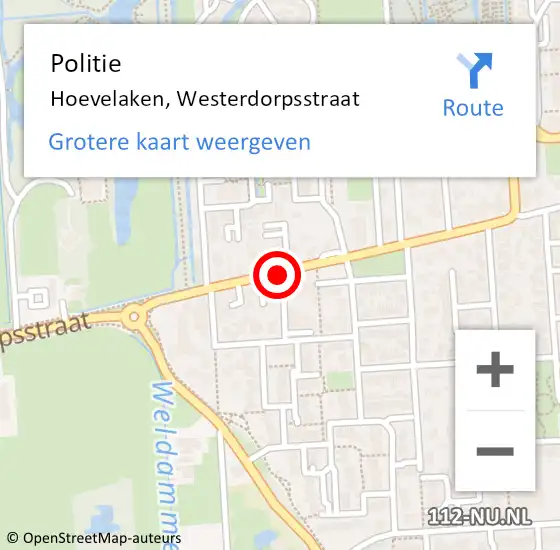 Locatie op kaart van de 112 melding: Politie Hoevelaken, Westerdorpsstraat op 4 augustus 2014 14:21