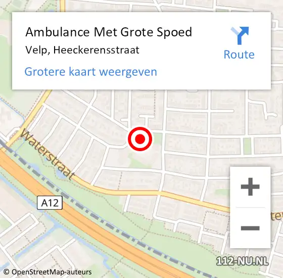 Locatie op kaart van de 112 melding: Ambulance Met Grote Spoed Naar Velp, Heeckerensstraat op 10 november 2022 11:14
