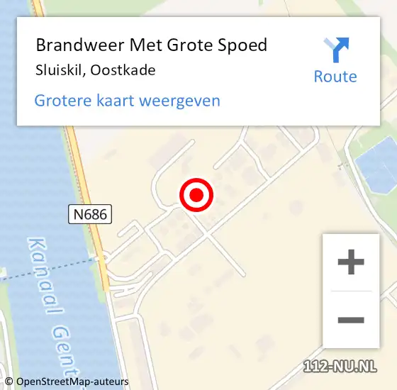 Locatie op kaart van de 112 melding: Brandweer Met Grote Spoed Naar Sluiskil, Oostkade op 10 november 2022 11:52