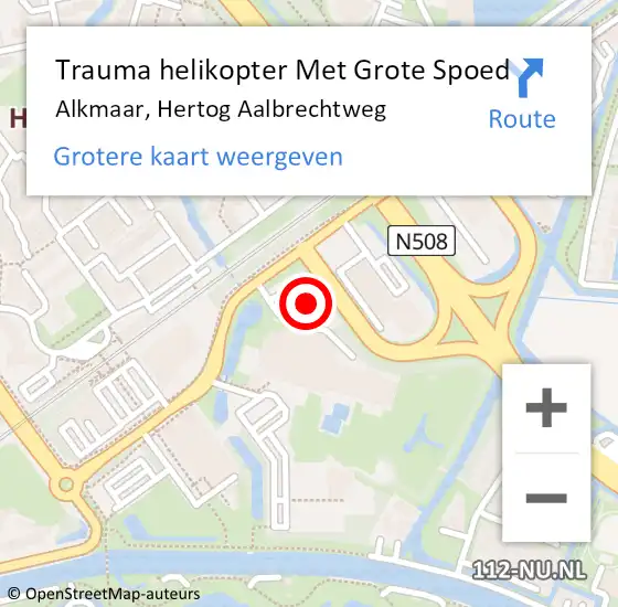 Locatie op kaart van de 112 melding: Trauma helikopter Met Grote Spoed Naar Alkmaar, Hertog Aalbrechtweg op 10 november 2022 12:00