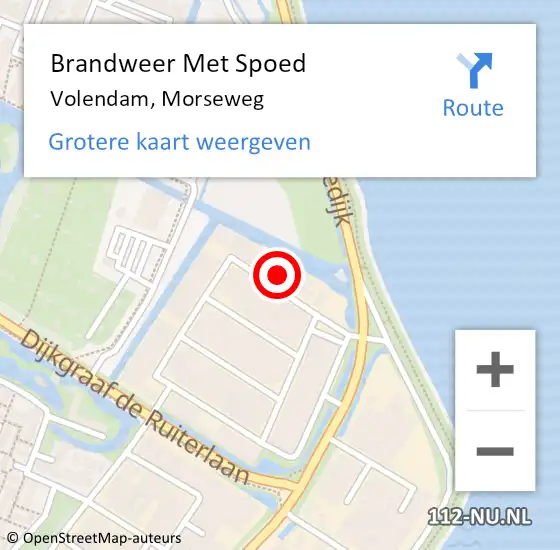 Locatie op kaart van de 112 melding: Brandweer Met Spoed Naar Volendam, Morseweg op 10 november 2022 12:03