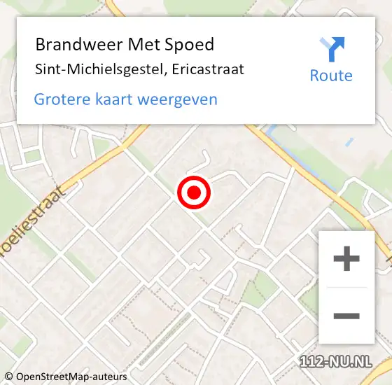 Locatie op kaart van de 112 melding: Brandweer Met Spoed Naar Sint-Michielsgestel, Ericastraat op 10 november 2022 12:12