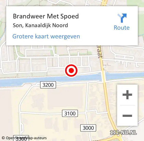 Locatie op kaart van de 112 melding: Brandweer Met Spoed Naar Son, Kanaaldijk Noord op 10 november 2022 12:31