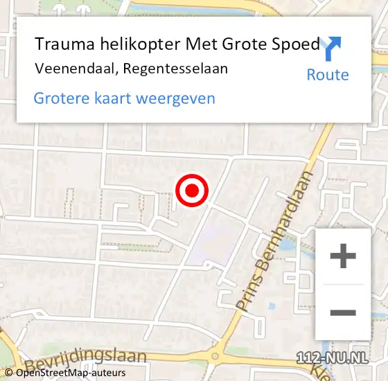 Locatie op kaart van de 112 melding: Trauma helikopter Met Grote Spoed Naar Veenendaal, Regentesselaan op 10 november 2022 12:36