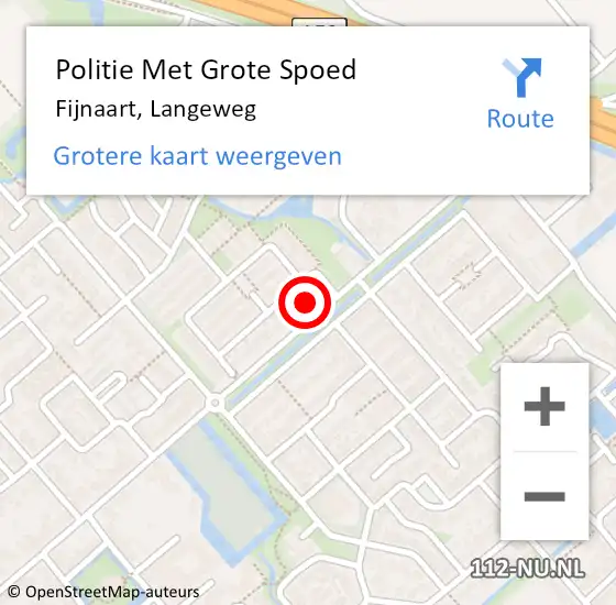 Locatie op kaart van de 112 melding: Politie Met Grote Spoed Naar Fijnaart, Langeweg op 10 november 2022 12:42