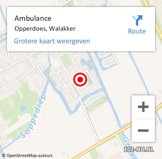 Locatie op kaart van de 112 melding: Ambulance Opperdoes, Walakker op 10 november 2022 12:55