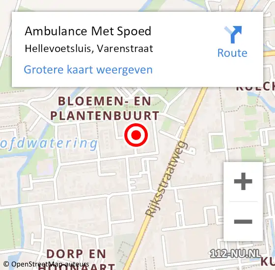 Locatie op kaart van de 112 melding: Ambulance Met Spoed Naar Hellevoetsluis, Varenstraat op 10 november 2022 13:07