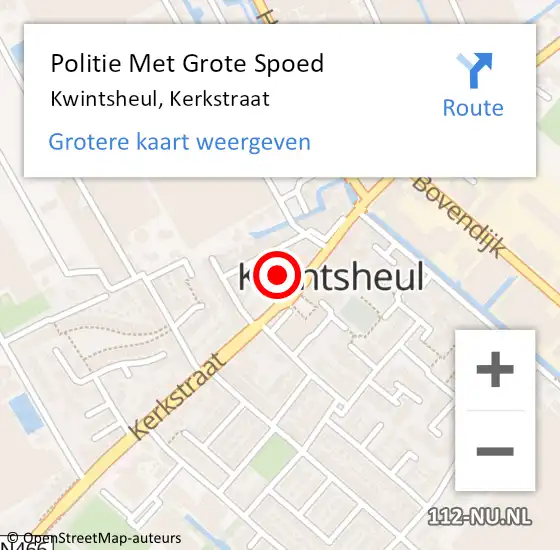 Locatie op kaart van de 112 melding: Politie Met Grote Spoed Naar Kwintsheul, Kerkstraat op 10 november 2022 13:08