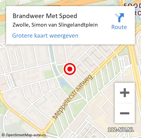 Locatie op kaart van de 112 melding: Brandweer Met Spoed Naar Zwolle, Simon van Slingelandtplein op 10 november 2022 13:18