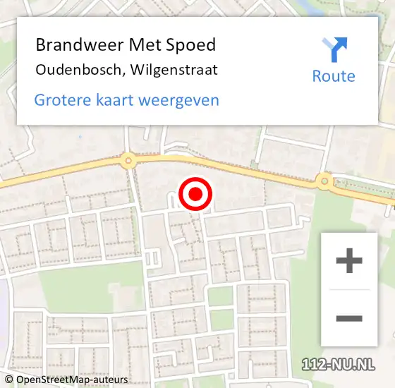 Locatie op kaart van de 112 melding: Brandweer Met Spoed Naar Oudenbosch, Wilgenstraat op 10 november 2022 13:37