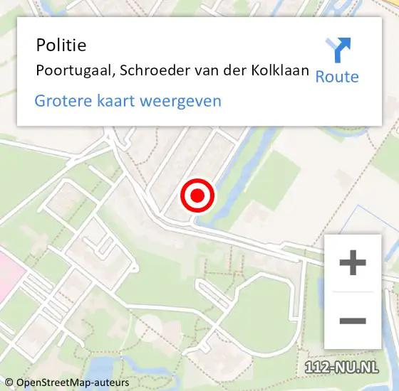 Locatie op kaart van de 112 melding: Politie Poortugaal, Schroeder van der Kolklaan op 10 november 2022 13:49