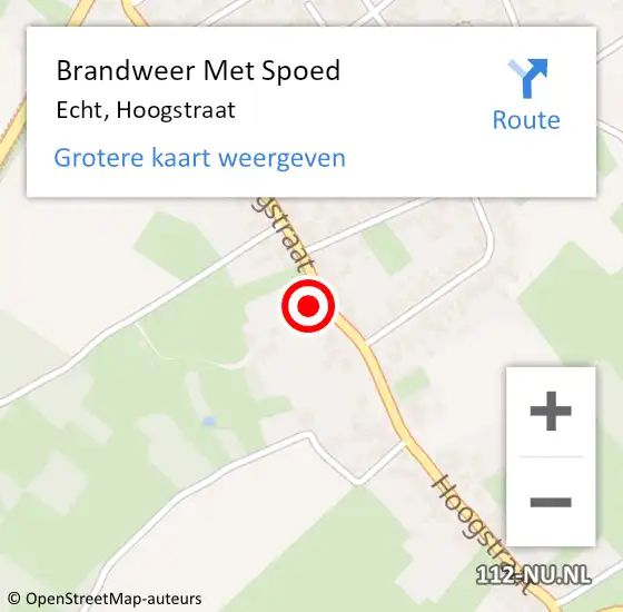 Locatie op kaart van de 112 melding: Brandweer Met Spoed Naar Echt, Hoogstraat op 10 november 2022 13:59