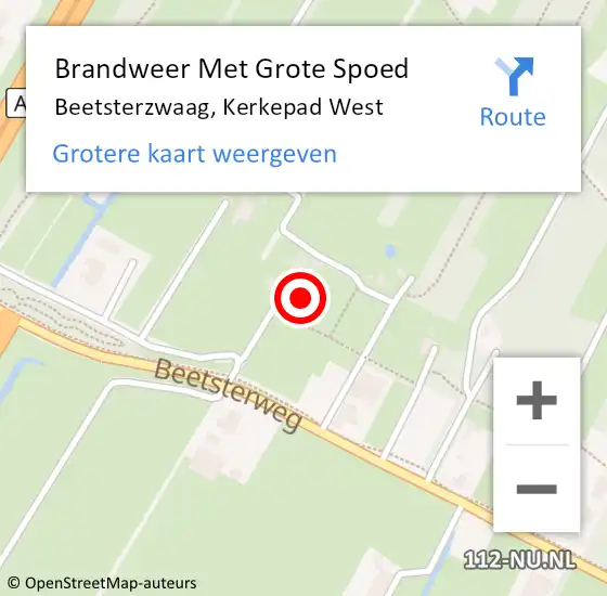 Locatie op kaart van de 112 melding: Brandweer Met Grote Spoed Naar Beetsterzwaag, Kerkepad West op 10 november 2022 13:59