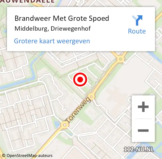 Locatie op kaart van de 112 melding: Brandweer Met Grote Spoed Naar Middelburg, Driewegenhof op 10 november 2022 14:05