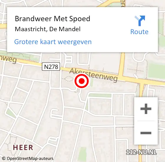 Locatie op kaart van de 112 melding: Brandweer Met Spoed Naar Maastricht, De Mandel op 10 november 2022 14:25