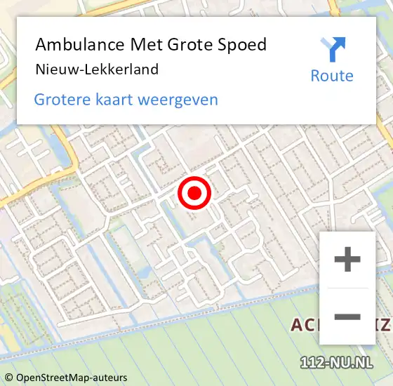 Locatie op kaart van de 112 melding: Ambulance Met Grote Spoed Naar Nieuw-Lekkerland op 10 november 2022 14:36