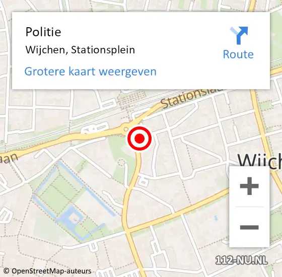 Locatie op kaart van de 112 melding: Politie Wijchen, Stationsplein op 10 november 2022 14:48