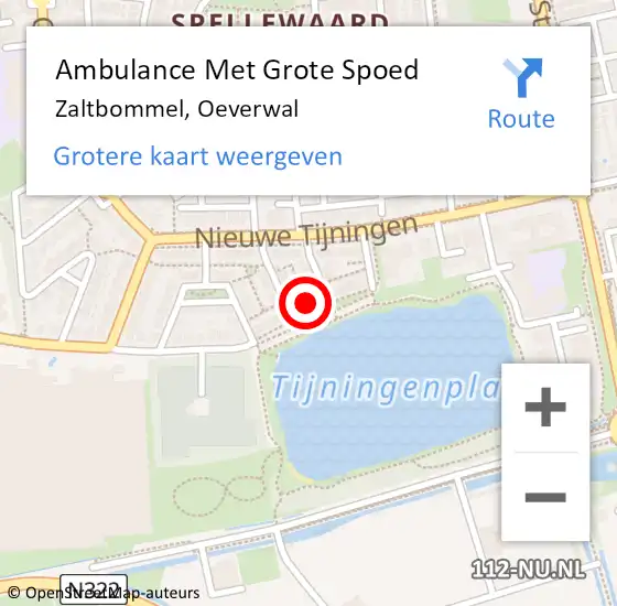 Locatie op kaart van de 112 melding: Ambulance Met Grote Spoed Naar Zaltbommel, Oeverwal op 10 november 2022 14:54