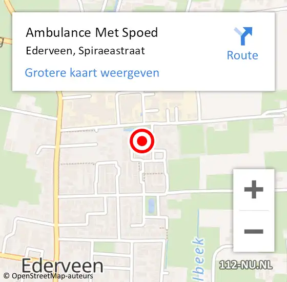 Locatie op kaart van de 112 melding: Ambulance Met Spoed Naar Ederveen, Spiraeastraat op 10 november 2022 15:01