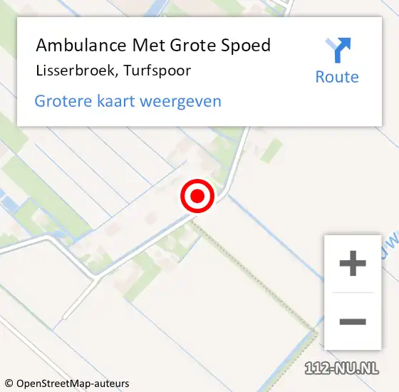 Locatie op kaart van de 112 melding: Ambulance Met Grote Spoed Naar Lisserbroek, Turfspoor op 10 november 2022 15:08