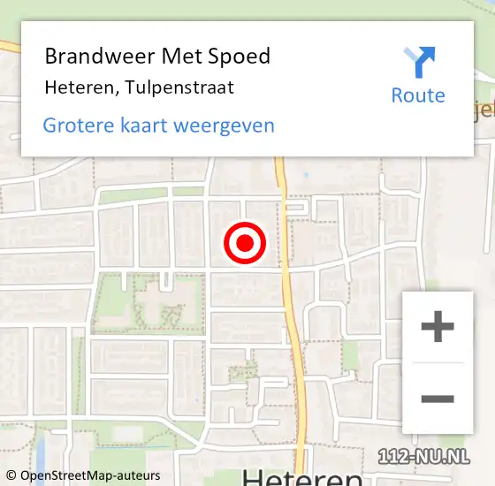 Locatie op kaart van de 112 melding: Brandweer Met Spoed Naar Heteren, Tulpenstraat op 10 november 2022 15:22