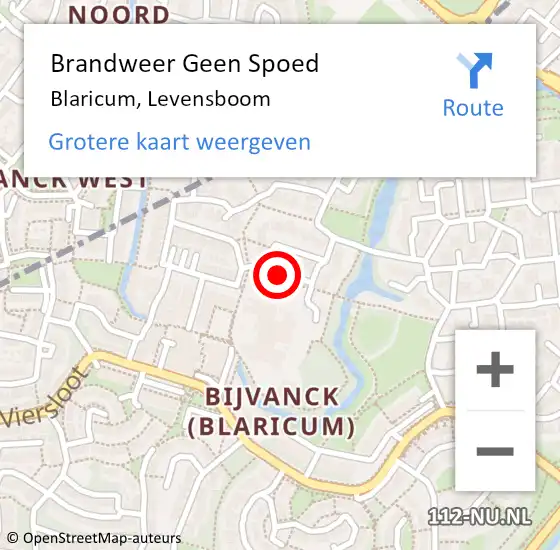 Locatie op kaart van de 112 melding: Brandweer Geen Spoed Naar Blaricum, Levensboom op 4 augustus 2014 14:52