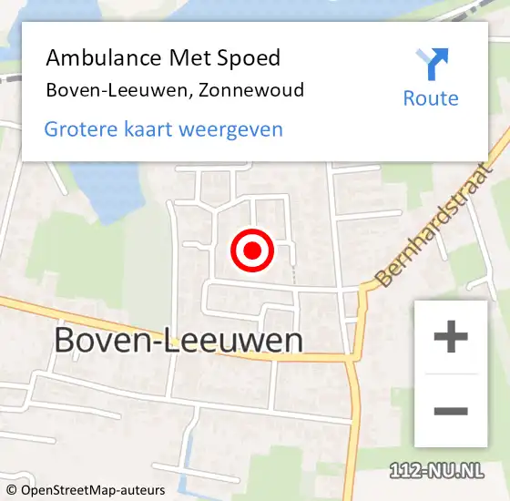 Locatie op kaart van de 112 melding: Ambulance Met Spoed Naar Boven-Leeuwen, Zonnewoud op 10 november 2022 15:30