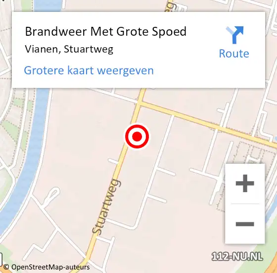 Locatie op kaart van de 112 melding: Brandweer Met Grote Spoed Naar Vianen, Stuartweg op 10 november 2022 15:41