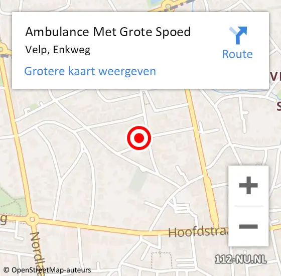Locatie op kaart van de 112 melding: Ambulance Met Grote Spoed Naar Velp, Enkweg op 10 november 2022 16:32