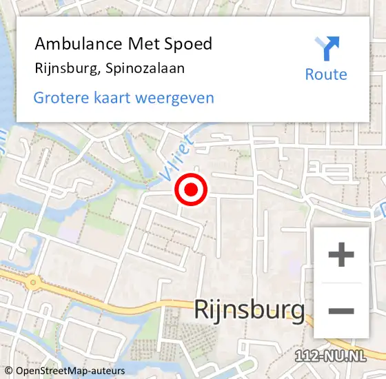 Locatie op kaart van de 112 melding: Ambulance Met Spoed Naar Rijnsburg, Spinozalaan op 10 november 2022 16:40