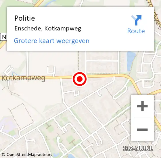 Locatie op kaart van de 112 melding: Politie Enschede, Kotkampweg op 10 november 2022 16:41