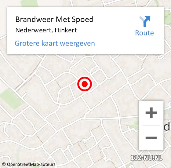 Locatie op kaart van de 112 melding: Brandweer Met Spoed Naar Nederweert, Hinkert op 10 november 2022 16:55