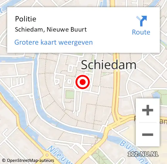 Locatie op kaart van de 112 melding: Politie Schiedam, Nieuwe Buurt op 10 november 2022 17:05