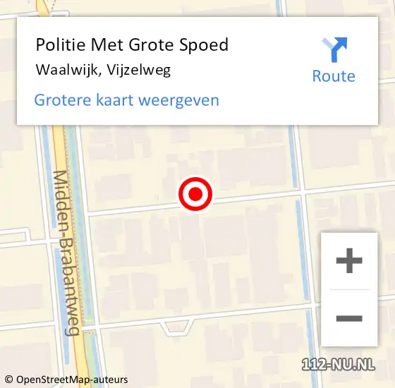 Locatie op kaart van de 112 melding: Politie Met Grote Spoed Naar Waalwijk, Vijzelweg op 10 november 2022 17:25