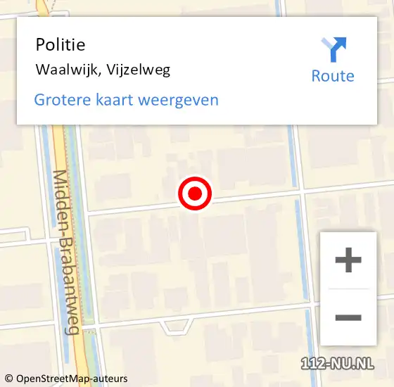 Locatie op kaart van de 112 melding: Politie Waalwijk, Vijzelweg op 10 november 2022 17:25