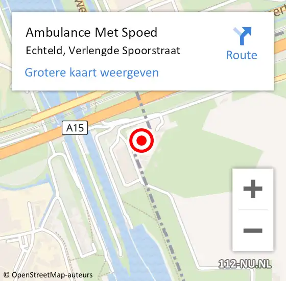 Locatie op kaart van de 112 melding: Ambulance Met Spoed Naar Echteld, Verlengde Spoorstraat op 10 november 2022 17:54