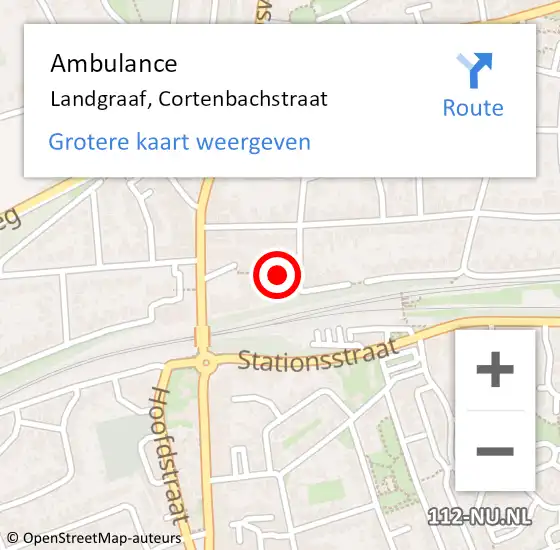 Locatie op kaart van de 112 melding: Ambulance Landgraaf, Cortenbachstraat op 4 augustus 2014 15:09