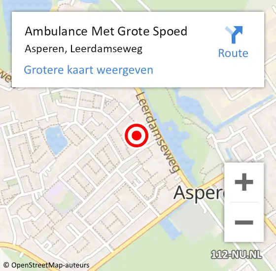 Locatie op kaart van de 112 melding: Ambulance Met Grote Spoed Naar Asperen, Leerdamseweg op 10 november 2022 18:24