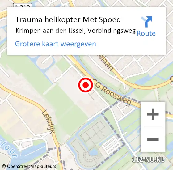 Locatie op kaart van de 112 melding: Trauma helikopter Met Spoed Naar Krimpen aan den IJssel, Verbindingsweg op 10 november 2022 18:27