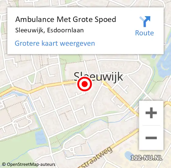 Locatie op kaart van de 112 melding: Ambulance Met Grote Spoed Naar Sleeuwijk, Esdoornlaan op 10 november 2022 18:28