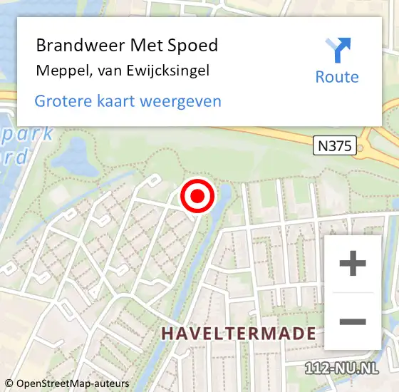 Locatie op kaart van de 112 melding: Brandweer Met Spoed Naar Meppel, van Ewijcksingel op 10 november 2022 18:30