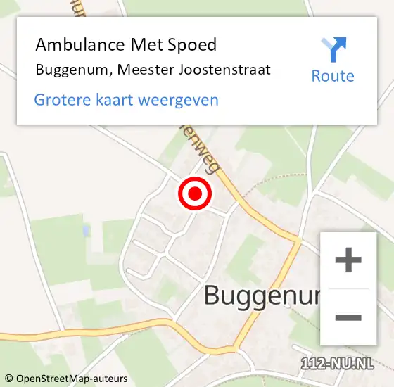 Locatie op kaart van de 112 melding: Ambulance Met Spoed Naar Buggenum, Meester Joostenstraat op 10 november 2022 18:50