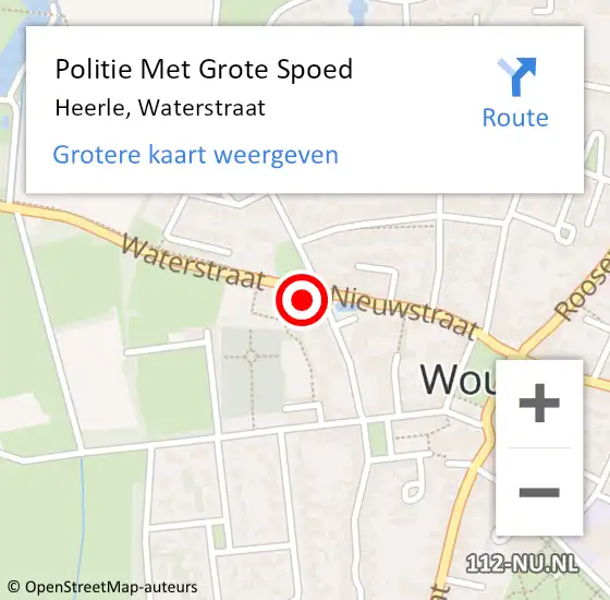 Locatie op kaart van de 112 melding: Politie Met Grote Spoed Naar Heerle, Waterstraat op 10 november 2022 19:17