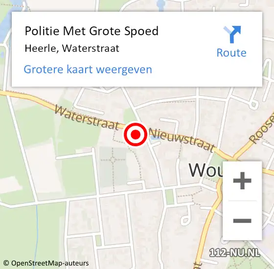 Locatie op kaart van de 112 melding: Politie Met Grote Spoed Naar Heerle, Waterstraat op 10 november 2022 19:18
