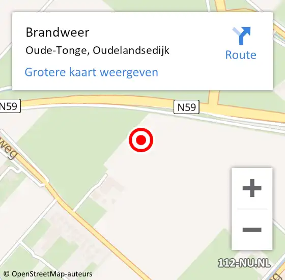 Locatie op kaart van de 112 melding: Brandweer Oude-Tonge, Oudelandsedijk op 10 november 2022 19:38