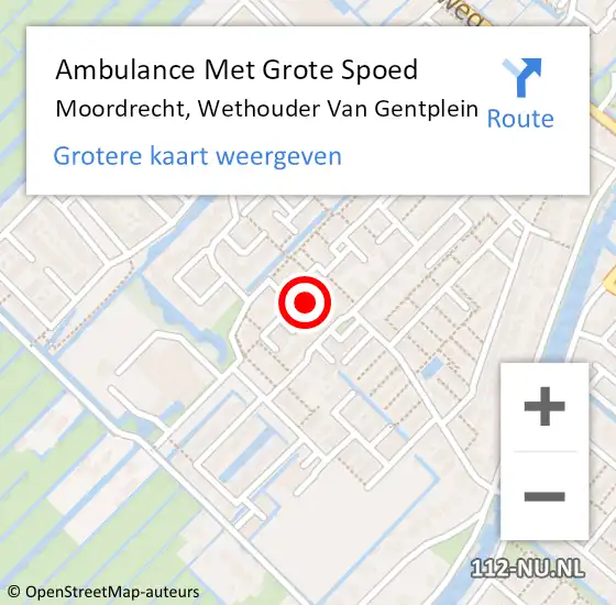 Locatie op kaart van de 112 melding: Ambulance Met Grote Spoed Naar Moordrecht, Wethouder Van Gentplein op 10 november 2022 19:47