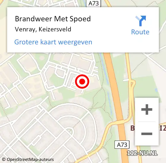 Locatie op kaart van de 112 melding: Brandweer Met Spoed Naar Venray, Keizersveld op 10 november 2022 19:58