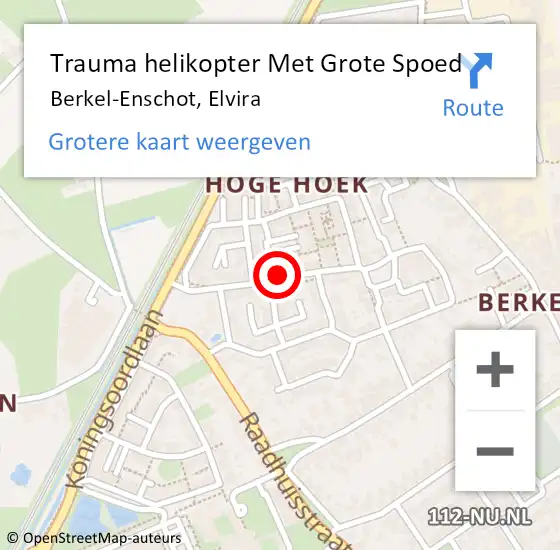 Locatie op kaart van de 112 melding: Trauma helikopter Met Grote Spoed Naar Berkel-Enschot, Elvira op 10 november 2022 20:30