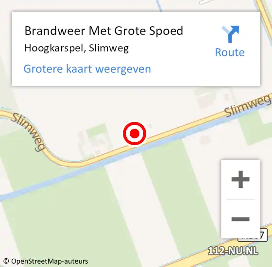 Locatie op kaart van de 112 melding: Brandweer Met Grote Spoed Naar Hoogkarspel, Slimweg op 10 november 2022 20:39