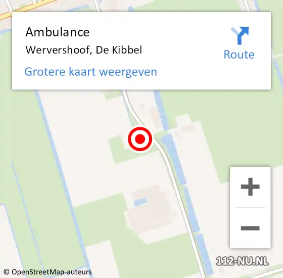 Locatie op kaart van de 112 melding: Ambulance Wervershoof, De Kibbel op 10 november 2022 21:03